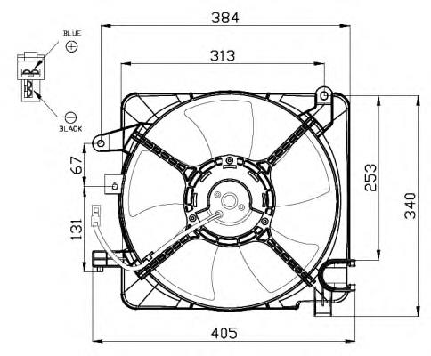 47449 NRF difusor do radiador de esfriamento, montado com motor e roda de aletas