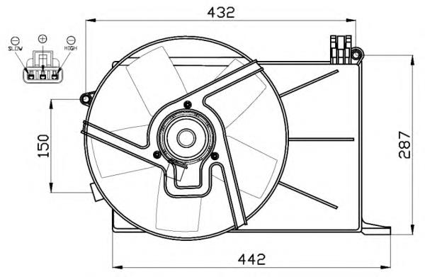 Difusor do radiador de esfriamento, montado com motor e roda de aletas para Opel Tigra (S93)