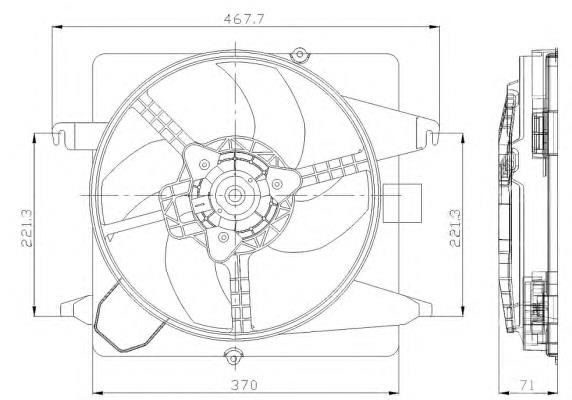 47259 NRF difusor do radiador de esfriamento, montado com motor e roda de aletas