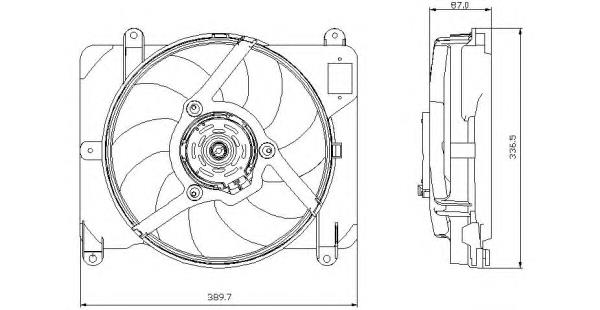 46559314 Fiat/Alfa/Lancia difusor do radiador de esfriamento, montado com motor e roda de aletas