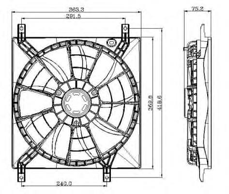 Difusor do radiador de esfriamento, montado com motor e roda de aletas 47257 NRF