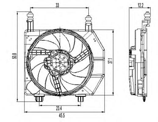 1020253 Ford difusor do radiador de esfriamento, montado com motor e roda de aletas