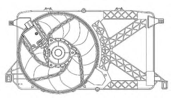 6C118C607AC Ford difusor do radiador de esfriamento, montado com motor e roda de aletas