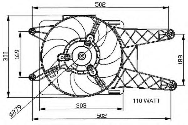 47039 NRF difusor do radiador de esfriamento, montado com motor e roda de aletas