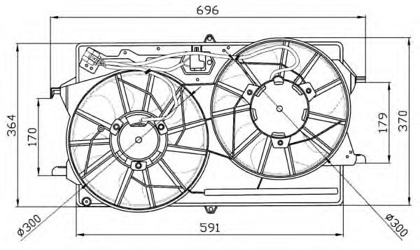 47035 NRF difusor do radiador de esfriamento, montado com motor e roda de aletas