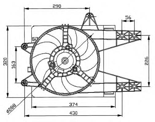 47038 NRF difusor do radiador de esfriamento, montado com motor e roda de aletas