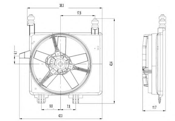 47022 NRF difusor do radiador de esfriamento, montado com motor e roda de aletas
