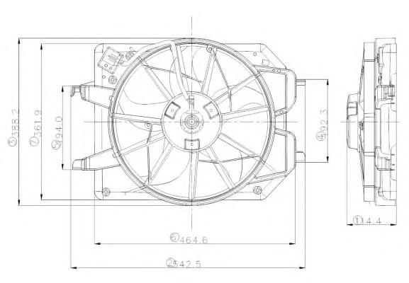 Ventilador elétrico de esfriamento montado (motor + roda de aletas) para Ford Focus (DFW)