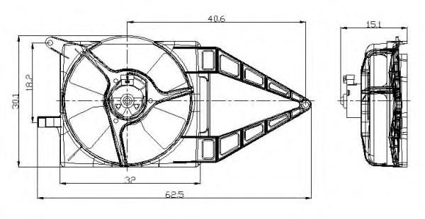 47020 NRF ventilador elétrico de esfriamento montado (motor + roda de aletas)