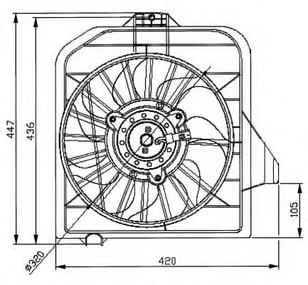 47032 NRF ventilador elétrico de esfriamento montado (motor + roda de aletas direito)