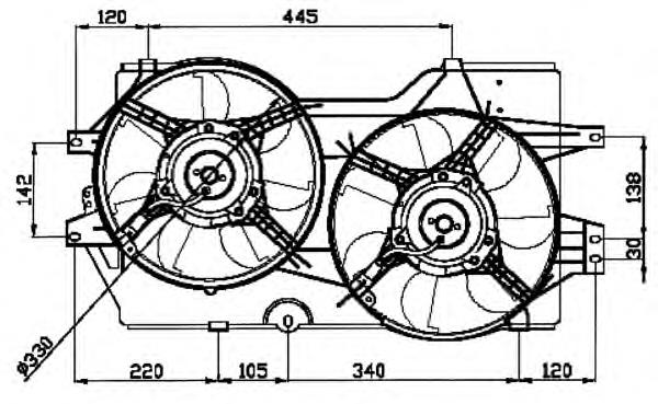 Ventilador elétrico de esfriamento montado (motor + roda de aletas) para Dodge Grand Caravan (US)