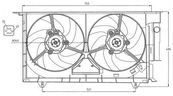 330161 ACR difusor do radiador de esfriamento, montado com motor e roda de aletas