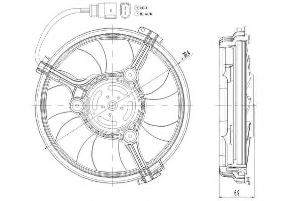 47208 NRF ventilador elétrico de esfriamento montado (motor + roda de aletas)
