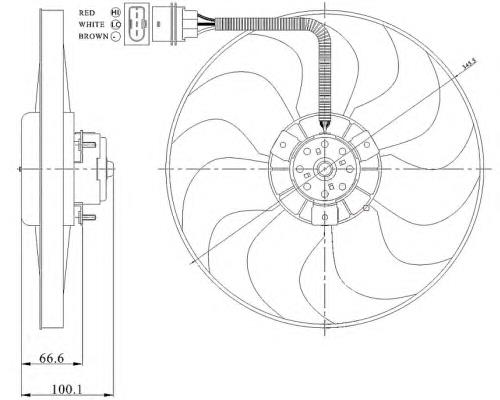 47204 NRF ventilador elétrico de esfriamento montado (motor + roda de aletas)