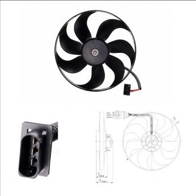 Ventilador elétrico de esfriamento montado (motor + roda de aletas) Audi A3 8L1