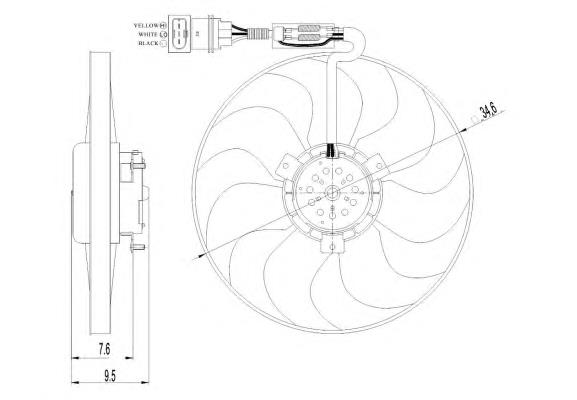 47064 NRF ventilador elétrico de esfriamento montado (motor + roda de aletas)