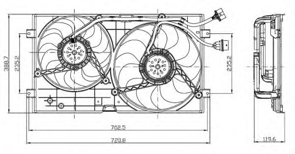 Difusor do radiador de esfriamento, montado com motor e roda de aletas 47403 NRF