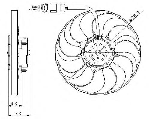 47381 NRF ventilador elétrico de esfriamento montado (motor + roda de aletas direito)