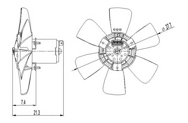 47391 NRF ventilador elétrico de esfriamento montado (motor + roda de aletas)