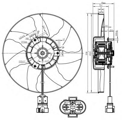 47428 NRF ventilador elétrico de esfriamento montado (motor + roda de aletas)