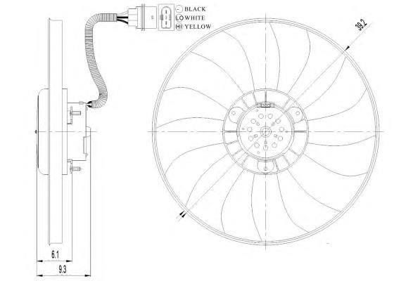 47410 NRF ventilador elétrico de esfriamento montado (motor + roda de aletas)