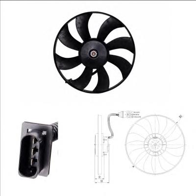 Ventilador elétrico de esfriamento montado (motor + roda de aletas) Skoda Fabia 2 5J2, 542, 572, 582