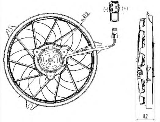 47323 NRF ventilador elétrico de esfriamento montado (motor + roda de aletas)