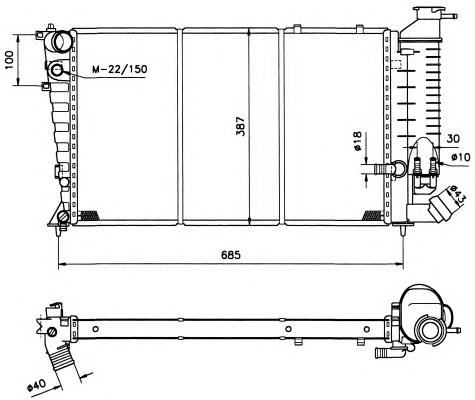 Radiador de esfriamento de motor 50412 NRF