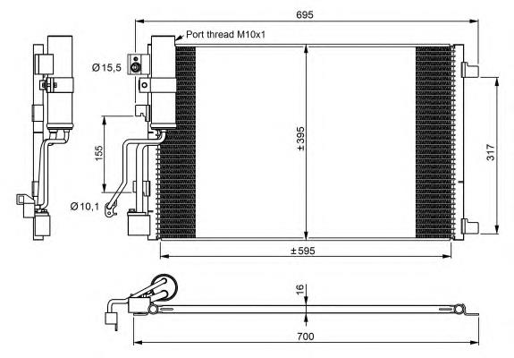 7800080 Kamoka radiador de aparelho de ar condicionado