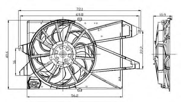 47005 NRF ventilador elétrico de esfriamento montado (motor + roda de aletas)
