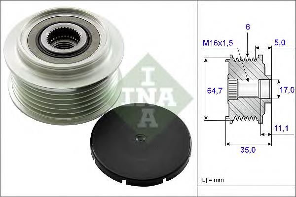 Купить 535025010 INA Шкив ремня генератора