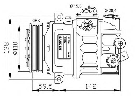 Compressor de aparelho de ar condicionado para Porsche Cayenne (92A)