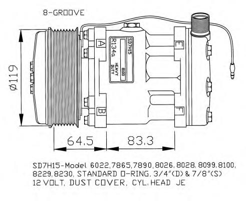 82002069 NEW Holland compressor de aparelho de ar condicionado