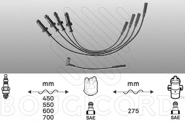 3398 Bougicord fios de alta voltagem, kit