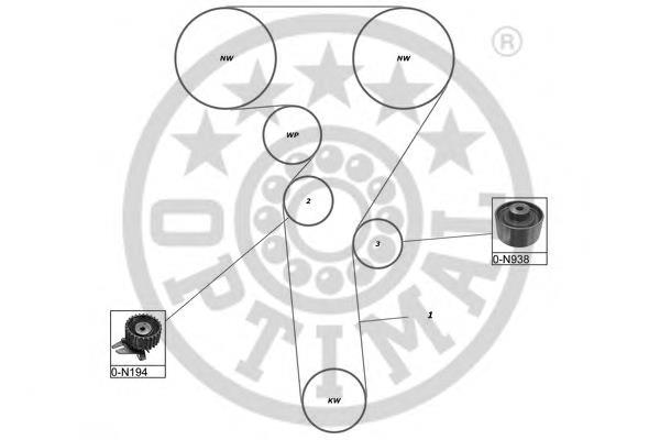 SK-1410 Optimal correia do mecanismo de distribuição de gás, kit