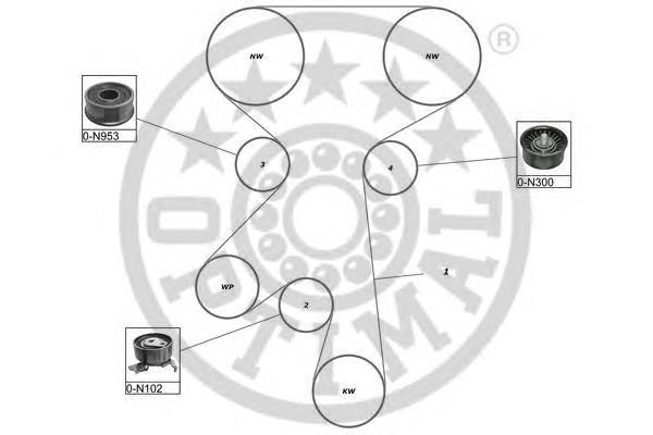 SK-1355 Optimal correia do mecanismo de distribuição de gás, kit