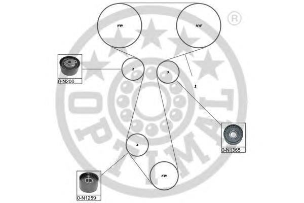 SK-1631 Optimal correia do mecanismo de distribuição de gás, kit