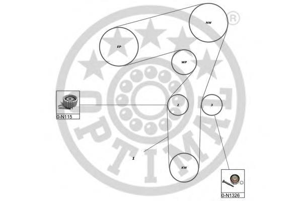 SK1586 Optimal correia do mecanismo de distribuição de gás, kit