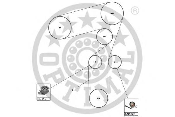 SK1602 Optimal correia do mecanismo de distribuição de gás, kit