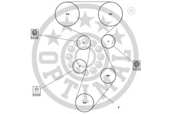 SK1595 Optimal correia do mecanismo de distribuição de gás, kit