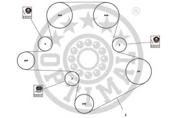 SK1673 Optimal correia do mecanismo de distribuição de gás, kit