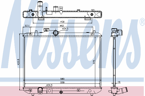 69400 Nissens radiador de esfriamento de motor