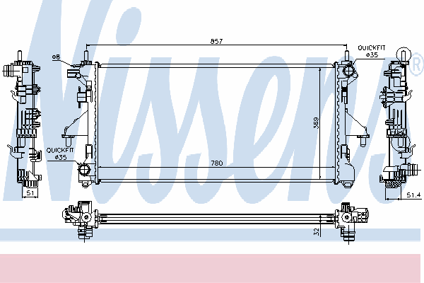 63565 Nissens radiador de esfriamento de motor