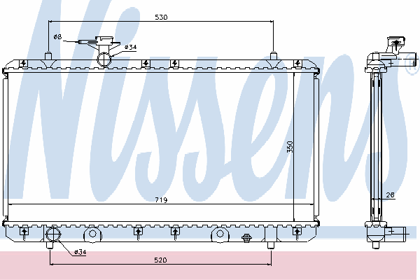 Radiador de esfriamento de motor 64167A Nissens