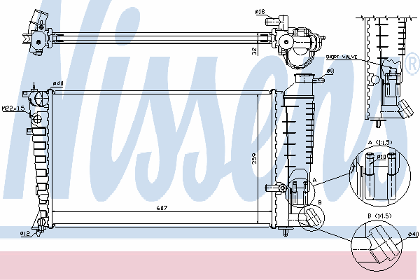 Radiador de esfriamento de motor 63585A Nissens