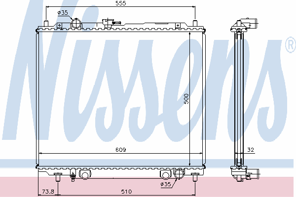 62852 Nissens radiador de esfriamento de motor