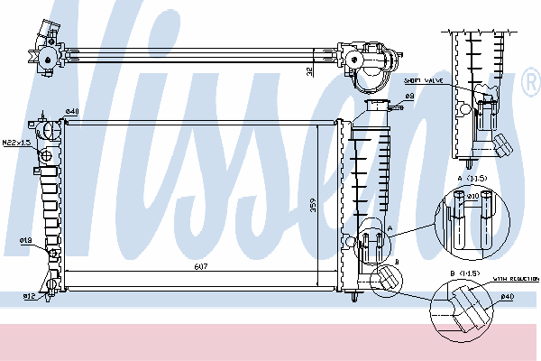 Radiador de esfriamento de motor 61381A Nissens