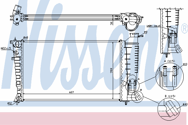 Radiador de esfriamento de motor 61380A Nissens