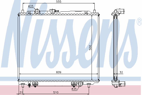 Radiador de esfriamento de motor 62802 Nissens