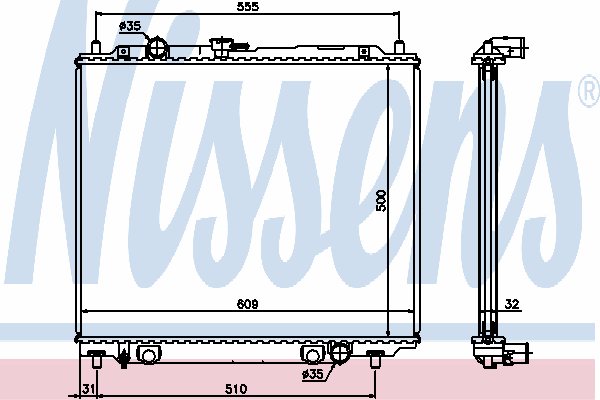 62801 Nissens radiador de esfriamento de motor